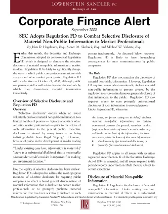 E  arlier this month, the Securities and Exchange  persons inadvertently.  As discussed below,