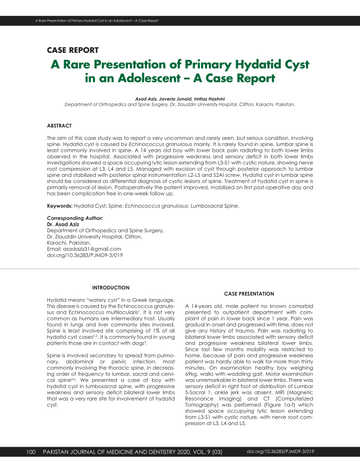 a rare presentation of primary hydatid cyst in an