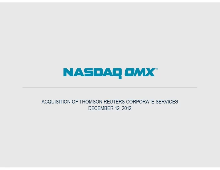 acquisition of thomson reuters corporate services
