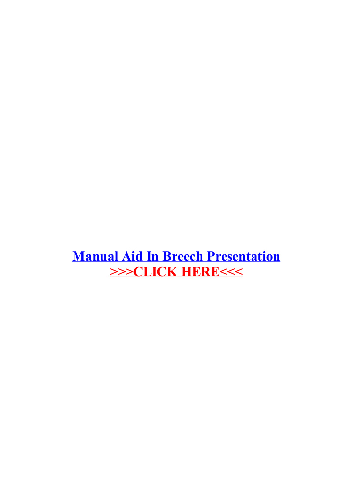 manual aid in breech presentation