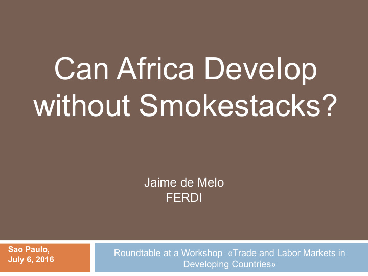 can africa deveiop without smokestacks