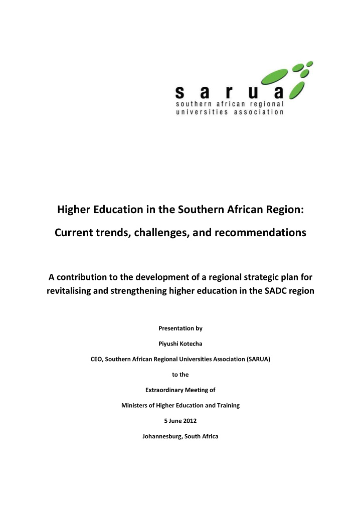 higher education in the southern african region current