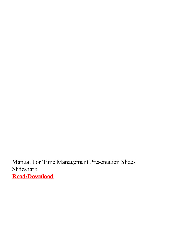 manual for time management presentation slides slideshare
