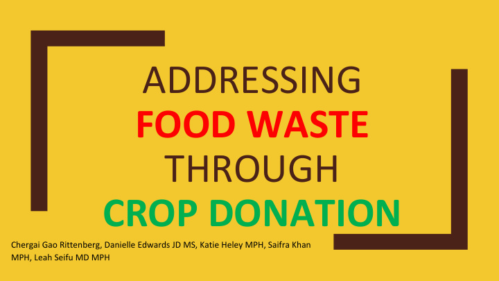 addressing food waste through crop donation