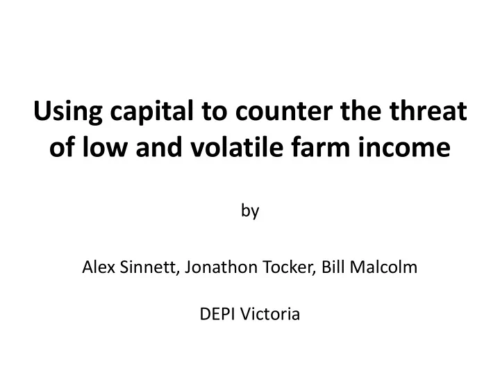 of low and volatile farm income