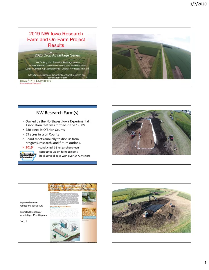 2019 nw iowa research farm and on farm project results