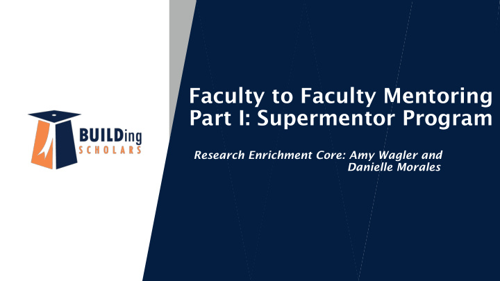 faculty to faculty mentoring part i supermentor program