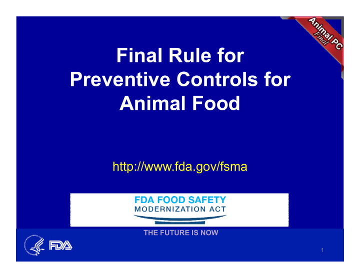 final rule for preventive controls for animal food