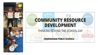 Mis  The Office of Community Resource  Development (CRD) serves as a facilitator for