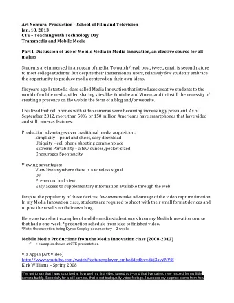 Art Nomura, Production  School of Film and Television  Jan. 18, 2013  CTE  Teaching with