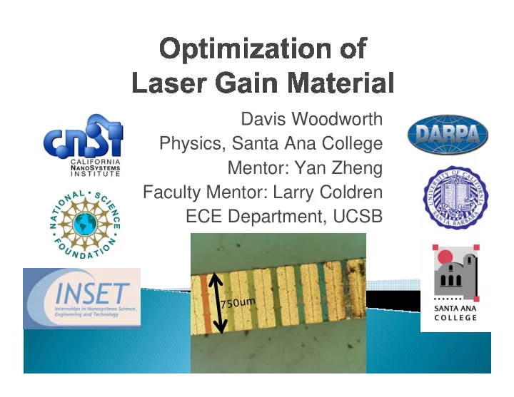 davis woodworth physics santa ana college mentor yan