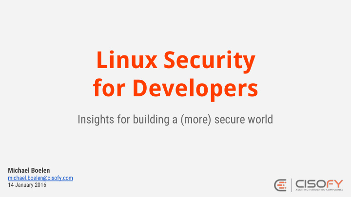 linux security for developers