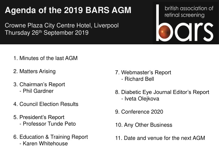 agenda of the 2019 bars agm