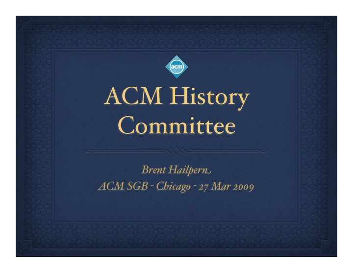 acm history committee