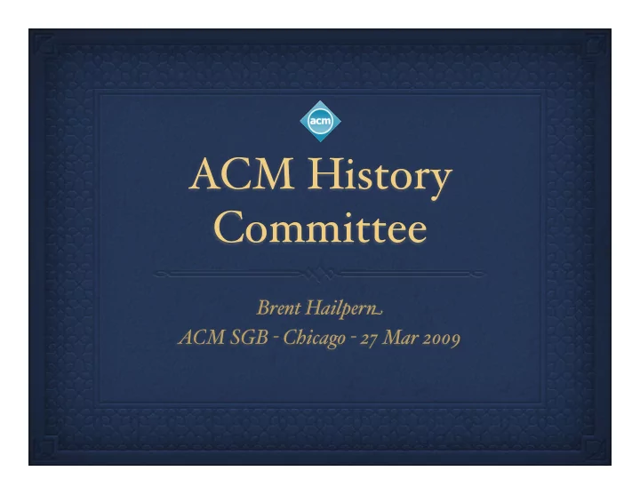 acm history committee