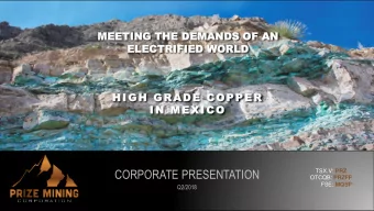 CORPORATE PRESENTATION TSX.V: PRZ OTCQB: PRZFF FSE: MQSP  Q2/2018  Cautionary Statement  FORWARD