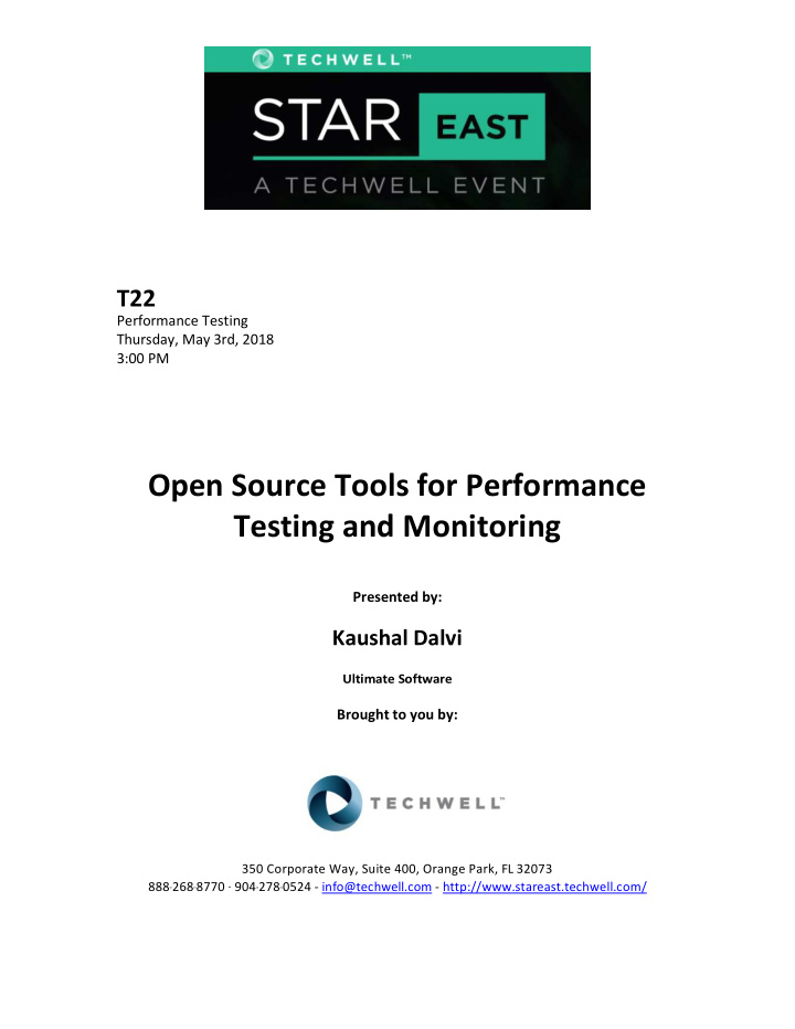 open source tools for performance testing and monitoring