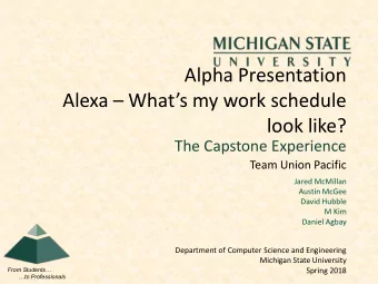 Alpha Presentation Alexa  Whats my work schedule  look like?  The Capstone Experience  Team