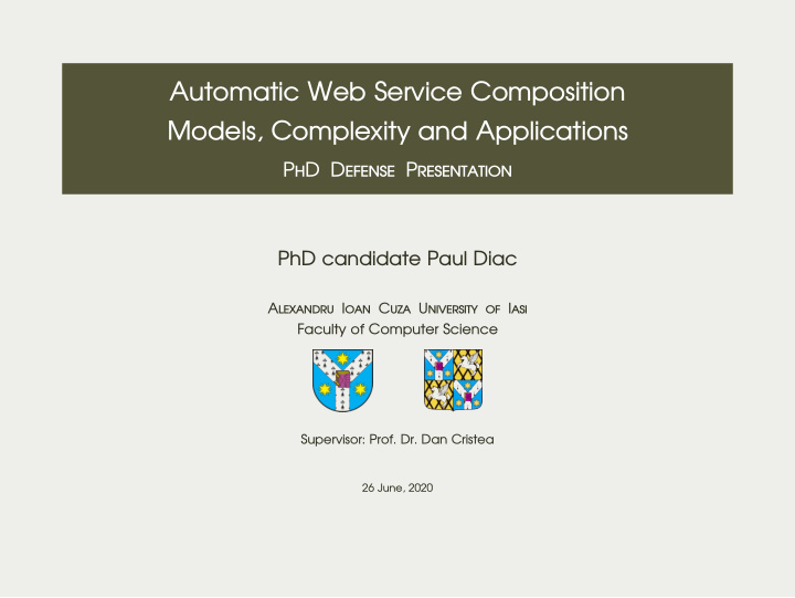 automatic web service composition models complexity and