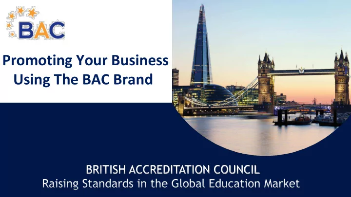 using the bac brand welcome
