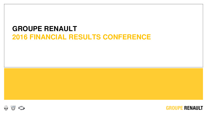 2016 financial results conference disclaimer