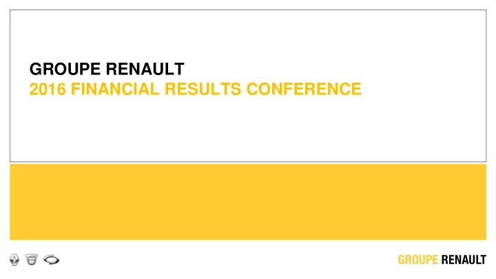 2016 financial results conference disclaimer