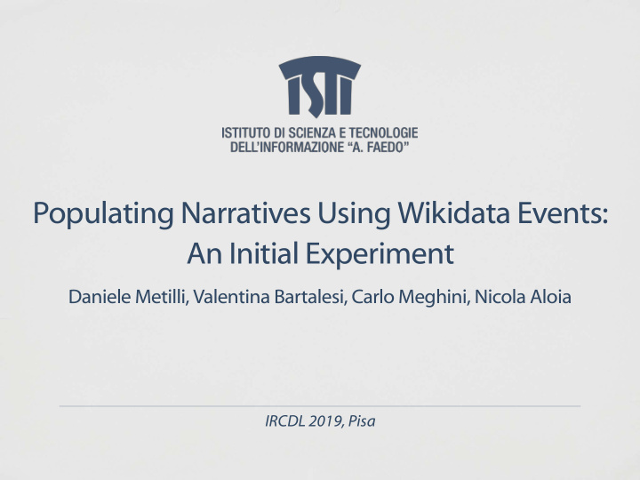 populating narratives using wikidata events
