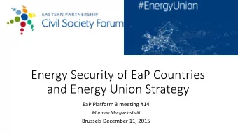 Energy Security of EaP Countries  and Energy Union Strategy  EaP Platform 3 meeting #14  Murman
