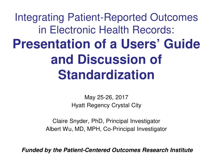 presentation of a users guide and discussion of