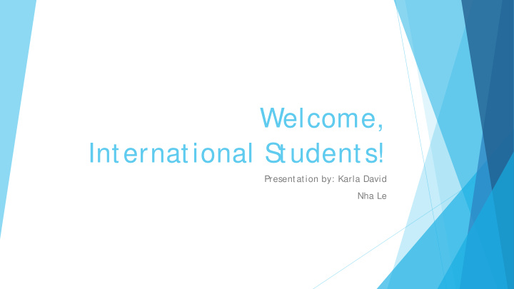 welcome international s tudents
