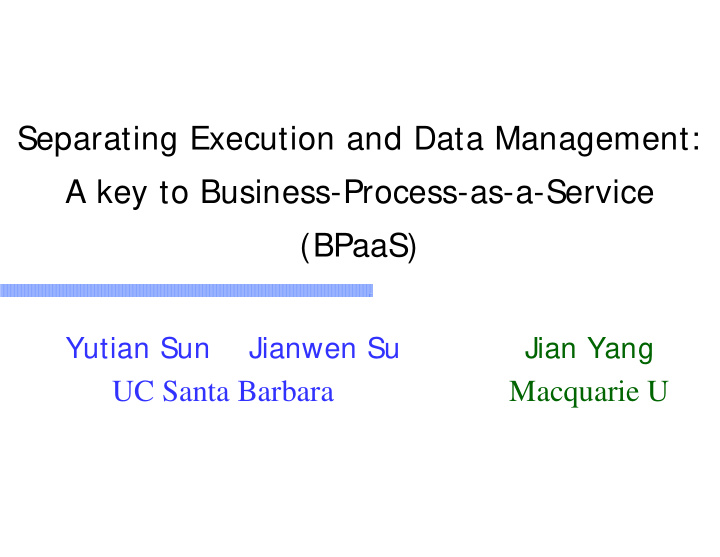 separating execution and data management a key to