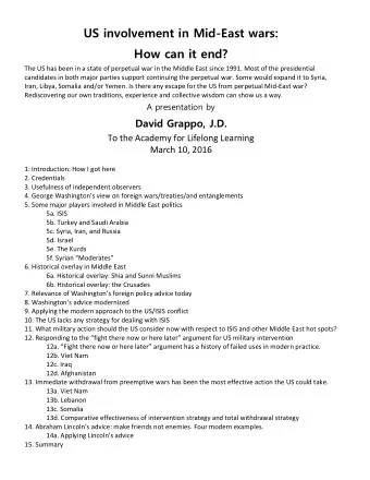 US involvement in Mid-East wars:  How can it end?  The US has been in a state of perpetual war in