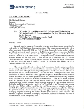 IJI Mitchell F. Brecher  (202) 331-3152  GreenbergTraurig  BrecherM@gtlaw.com November 9, 2016  VIA
