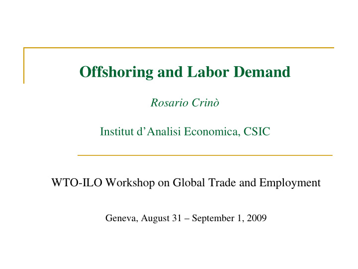 offshoring and labor demand