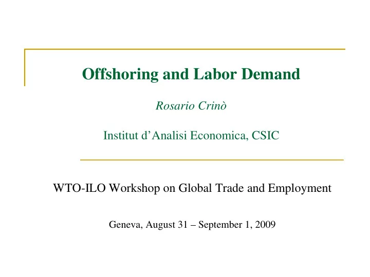 offshoring and labor demand