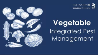 Vegetable  Integrated Pest  Management  About Myself  Education:  University of Nebraska-Lincoln