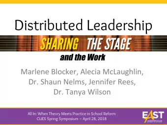 Distributed Leadership  and the Work  Marlene Blocker, Alecia McLaughlin,  Dr. Shaun Nelms,