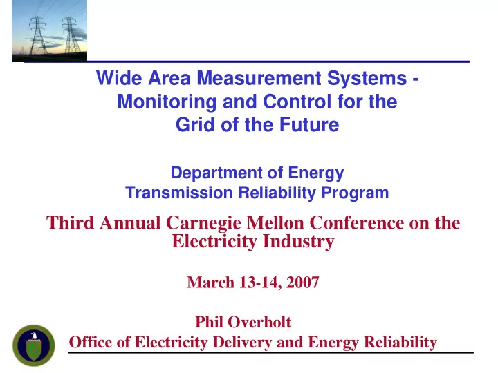 wide area measurement systems monitoring and control for