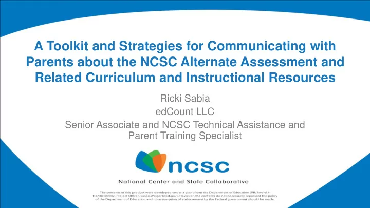 a toolkit and strategies for communicating with parents
