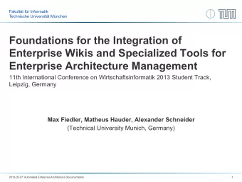 Foundations for the Integration of  Enterprise Wikis and Specialized Tools for  Enterprise