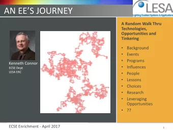 AN EES JOURNEY  A Random Walk Thru  Technologies,  Opportunities and  Tinkering    Background