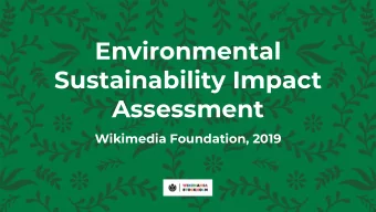 Environmental  Sustainability Impact  Assessment  Wikimedia Foundation, 2019  Agenda  Wikimedia