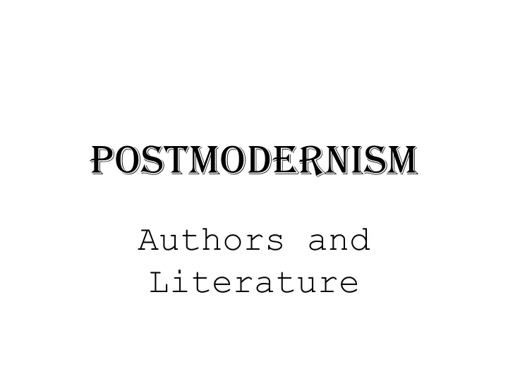 postmodernism