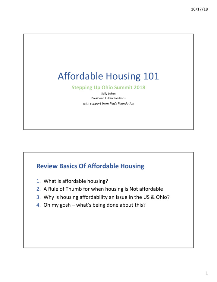 affordable housing 101
