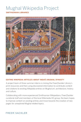 Mughal Wikipedia Project  smithsonian libraries  editing Wikipedia articles about indias mughal