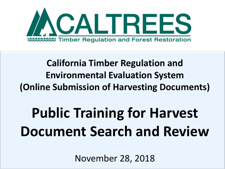 public training for harvest document search and review