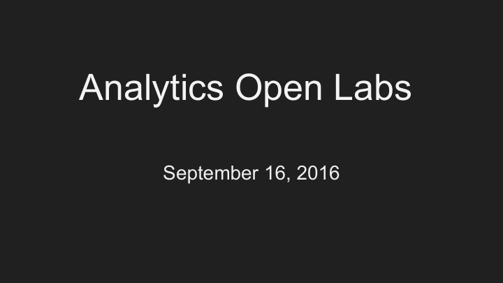 analytics open labs