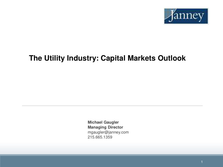 the utility industry capital markets outlook