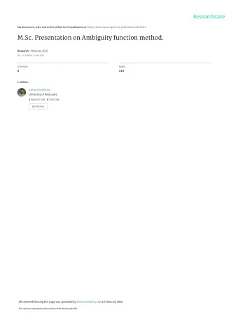 M.Sc. Presentation on Ambiguity function method. Research  February 2016  DOI: