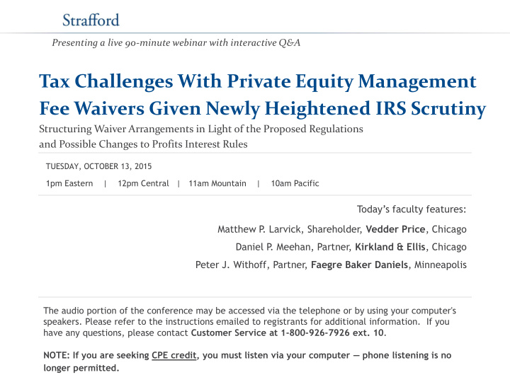 tax challenges with private equity management fee waivers